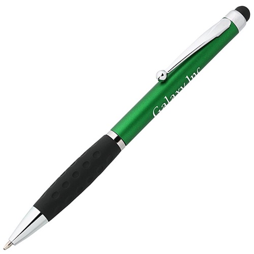 Jada stylus twist pen in green with a sample logo
