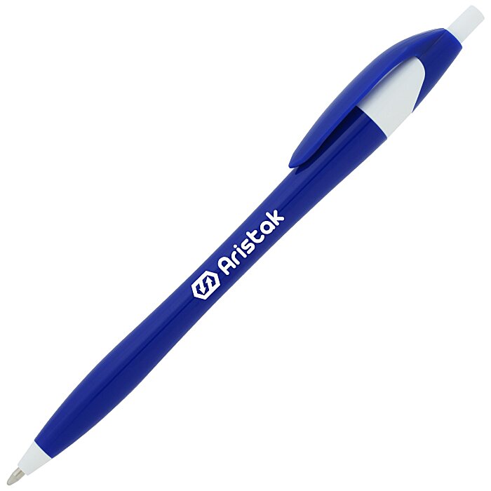 Javelin pen in blue with a sample logo