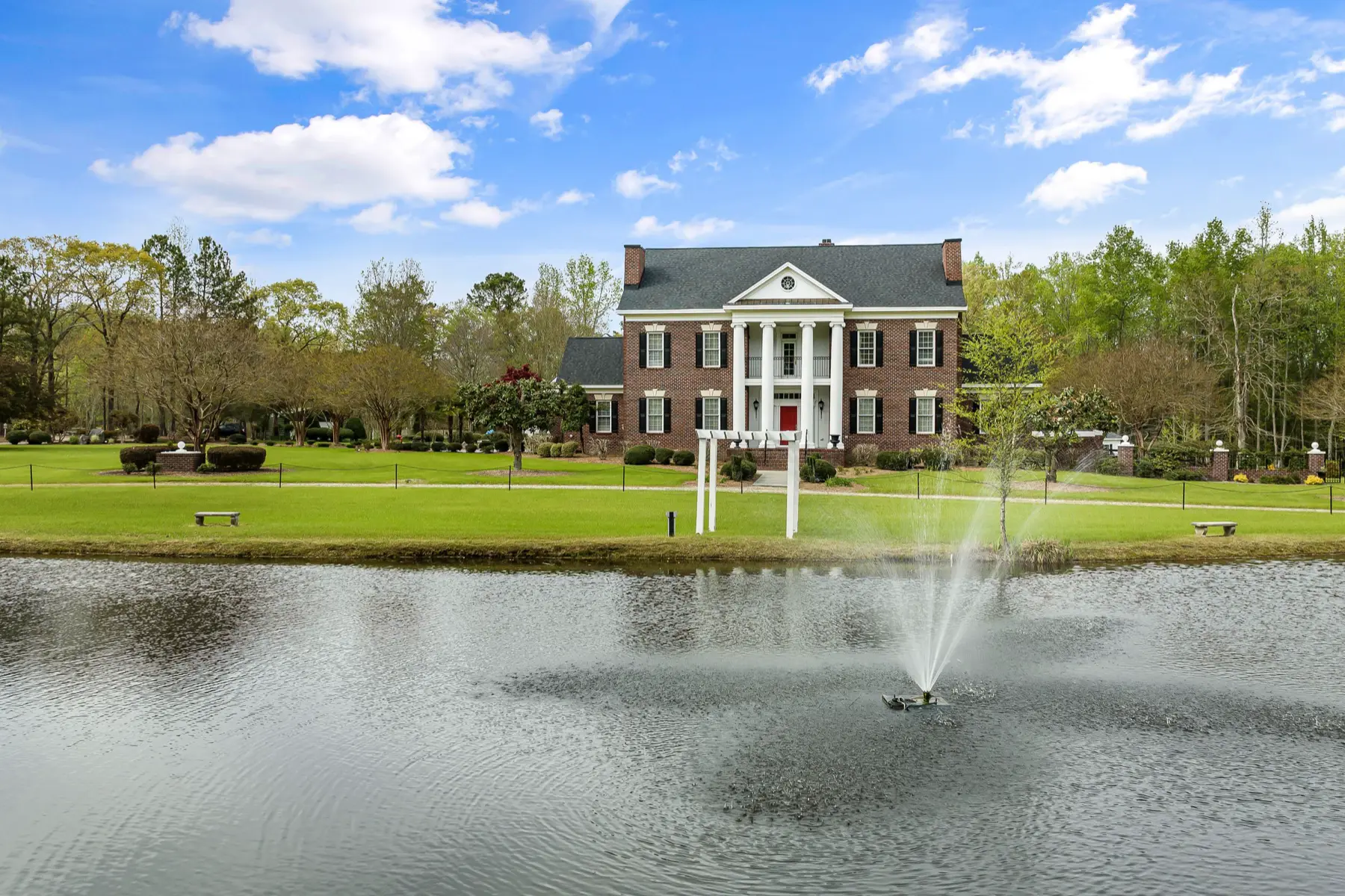 Spring-fed pond with fountain